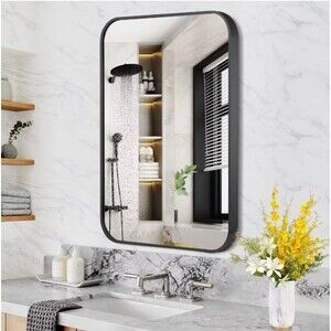 Bathroom Vanity Wall Mirror Large Black for Entryway Anti-Rust 12”x16" NEW (T1)